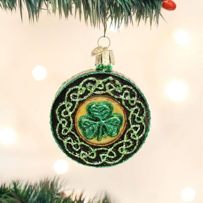Old World Christmas 36116 Glass Blown Celtic Brooch Ornament Image 1