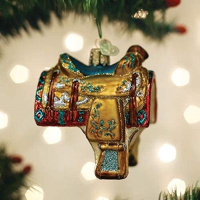 Old World Christmas #36291 Glass Blown Ornaments, Western Saddle 3.5" Image 1