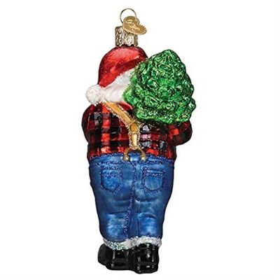 Old World Christmas #40318 Glass Blown Ornaments, Lumberjack Santa , 5" Image 2