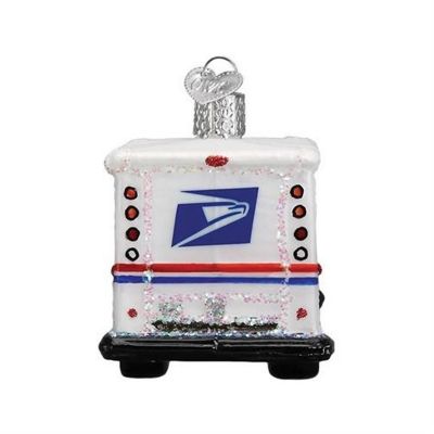 Old World Christmas 46086 Glass Blown USPS Mail Truck Ornament Image 1