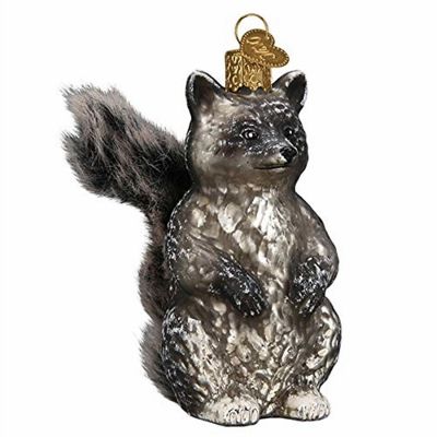 Old World Christmas 51018 Glass Blown Vintage Raccoon Ornament Image 1