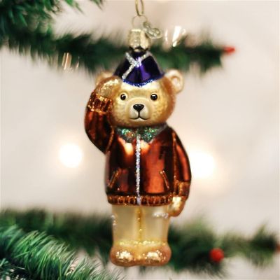 Old World Christmas Air Force Collection- Glass Blown Ornament Air Force Bear Image 1