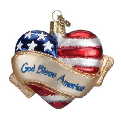 Old World Christmas Assortment Glass Blown Ornaments for Christmas Tree God Bless America Heart Image 1
