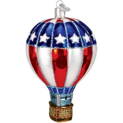 Old World Christmas Blown Glass Christmas Ornament, Patriotic Hot Air Balloon Image 1