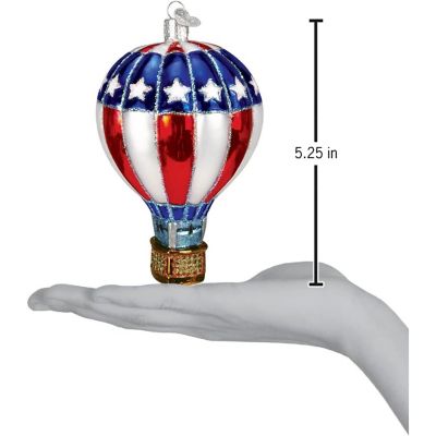 Old World Christmas Blown Glass Christmas Ornament, Patriotic Hot Air Balloon Image 1