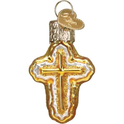 Old World Christmas Blown Glass Mini Ornament, Golden Cross Image 2