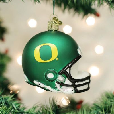 Old World Christmas Blown Glass Ornament, U of Oregon Ducks Helmet Image 1