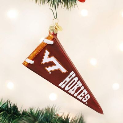 Old World Christmas Blown Glass Ornament, Virginia Tech Hokies Pennant Image 1