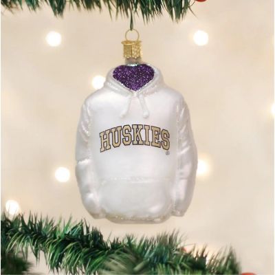 Old World Christmas Blown Glass Ornament, Washington Huskies Hoodie Image 1