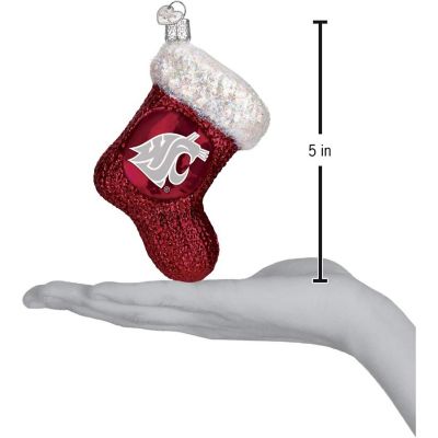 Old World Christmas Blown Glass Ornament, WSU Cougar Stocking Image 2