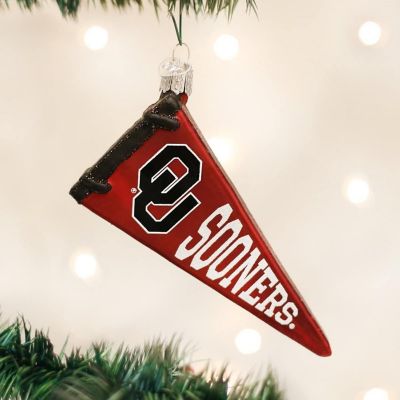 Old World Christmas Blown Glass Ornaments Oklahoma Sooners Pennant Image 1