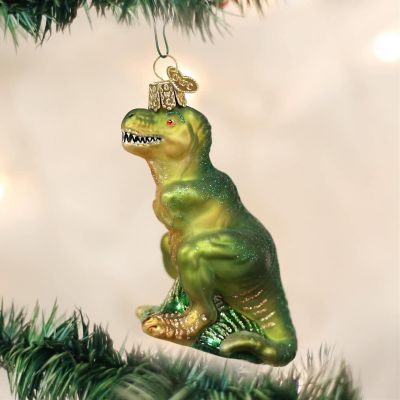 Old World Christmas Blown T-Rex Glass Ornament Image 1