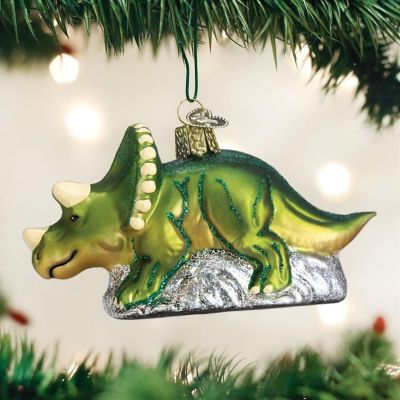 Old World Christmas Blown Triceratops Glass Ornament Image 3