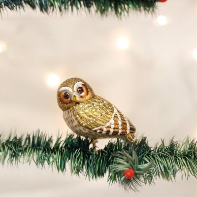 Old World Christmas Clip-on Pygmy Owl Bird Blown Glass Ornament 18067 FREE BOX Image 1
