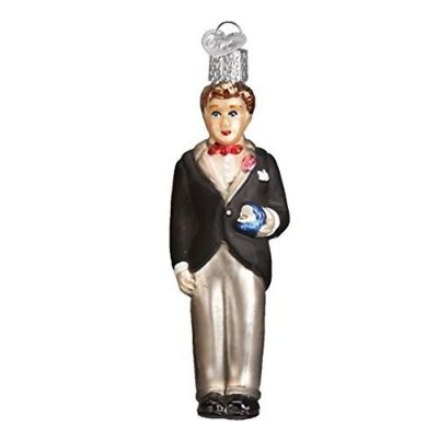 Old World Christmas Collection- Glass Blown Ornament Groom-Brunette Image 1