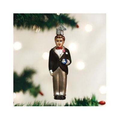 Old World Christmas Collection- Glass Blown Ornament Groom-Brunette Image 3