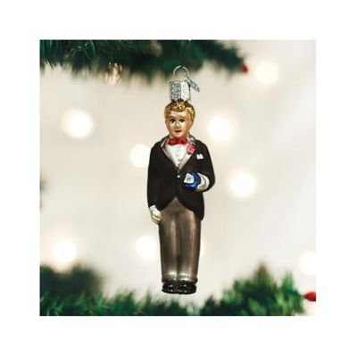 Old World Christmas Collection Hanging Glass Blown Ornament, Blonde Groom Image 1