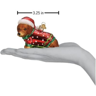 Old World Christmas Dashing Dachshund Puppy Glass Blown Ornament Christmas Tree Image 3