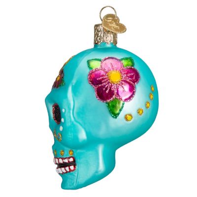 Old World Christmas Day of the Dead Sugar Skull Glass Ornament 26069 FREE BOX Image 3