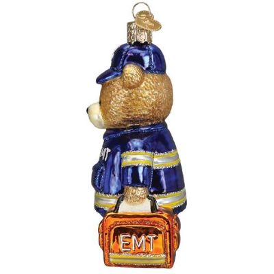 Old World Christmas EMT Teddy Bear Glass Ornament 4.5 Inch FREE BOX Multicolor Image 2