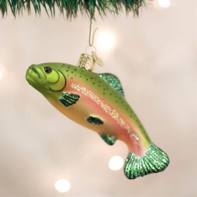 Old World Christmas Fish Collection Glass Blown Ornaments Rainbow Trout #12096 Image 1