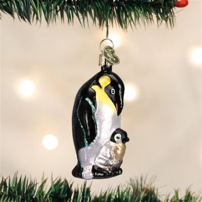 Old World Christmas Glass Blown Ornament- 16058 Emperor Penguin w Chick- 3 Image 1