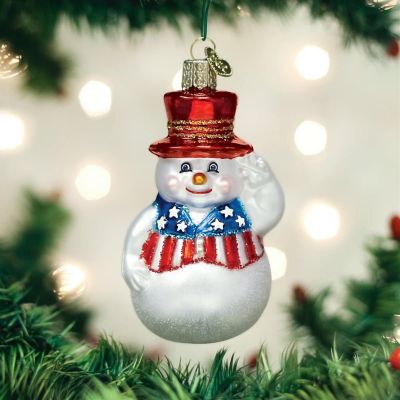 Old World Christmas Glass Blown Ornament 24180 Patriotic Snowman- 3.5 Image 1