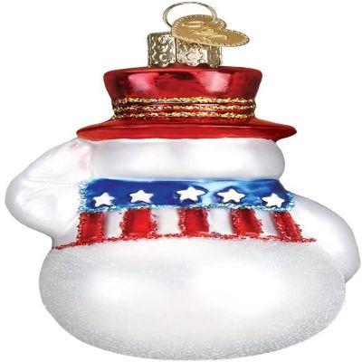 Old World Christmas Glass Blown Ornament 24180 Patriotic Snowman- 3.5 Image 2