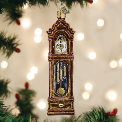 Old World Christmas Glass Blown Ornament 32382 Grandfather Clock, 5.5 inches Image 1