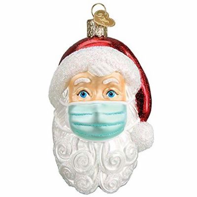 Old World Christmas Glass Blown Ornament Santa wFace Mask 40319 Image 1