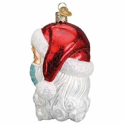 Old World Christmas Glass Blown Ornament Santa wFace Mask 40319 Image 2