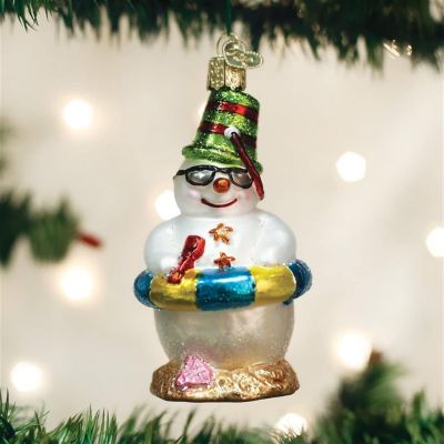 Old World Christmas Glass Blown Ornament Snowman on Beach (#24177) Image 1