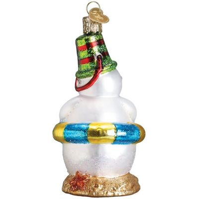 Old World Christmas Glass Blown Ornament Snowman on Beach (#24177) Image 2