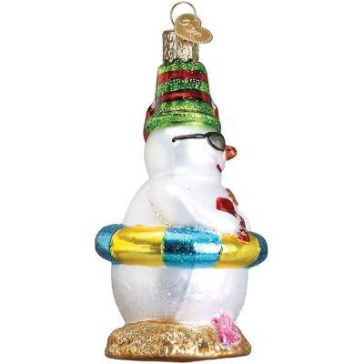 Old World Christmas Glass Blown Ornament Snowman on Beach (#24177) Image 3