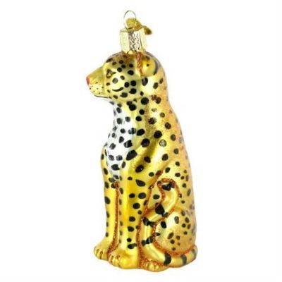 Old World Christmas Glass Blown Ornament Tree Leopard Image 2
