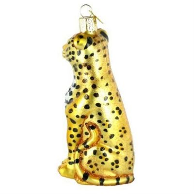 Old World Christmas Glass Blown Ornament Tree Leopard Image 3