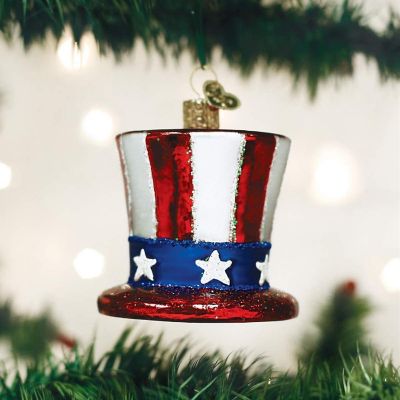 Old World Christmas Glass Blown Ornament Uncle Sams Hat 36206 Image 1