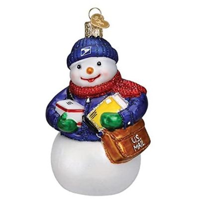 Old World Christmas Glass Blown Ornament, USPS Snowman (#24210) Image 1