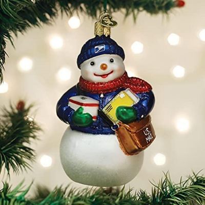 Old World Christmas Glass Blown Ornament, USPS Snowman (#24210) Image 3