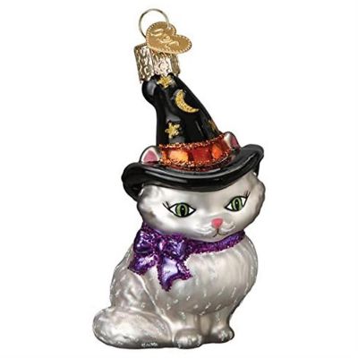 Old World Christmas Glass Blown Ornament Witch Kitten 26089 Image 1