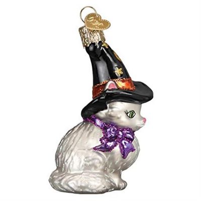 Old World Christmas Glass Blown Ornament Witch Kitten 26089 Image 3