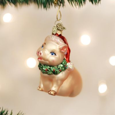 Old World Christmas Glass Blown Ornaments Holly Pig (#12420) Image 1