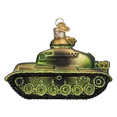 Old World Christmas Glass Blown Ornaments- Military Tank Image 3