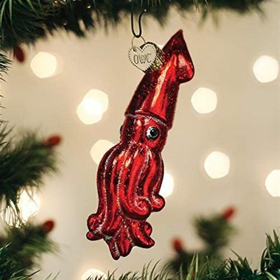 Old World Christmas Glass Blown Ornaments Red Squid (#12600) Image 1