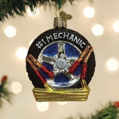 Old World Christmas Glass Blown Tree Ornament, Auto Mechanic Image 1