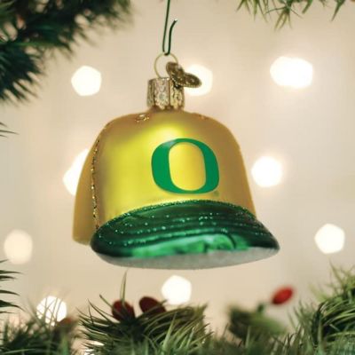 Old World Christmas Glass Blown Tree Ornament, Oregon Baseball Cap Image 1