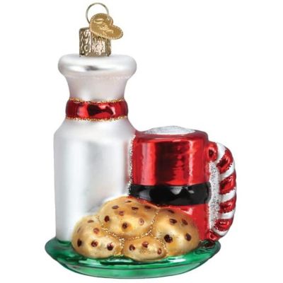 Old World Christmas Glass Blown Tree Ornament, Santa feets Milk and Cookies Image 2