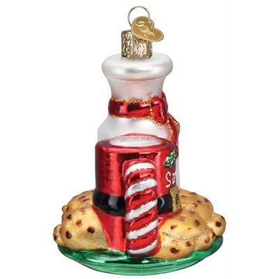 Old World Christmas Glass Blown Tree Ornament, Santa feets Milk and Cookies Image 3