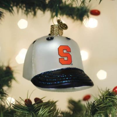 Old World Christmas Glass Blown Tree Ornament, Syracuse Baseball Cap Image 1