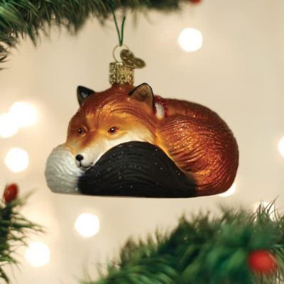 Old World Christmas Hanging Glass Tree Ornament, Cozy Fox Image 1
